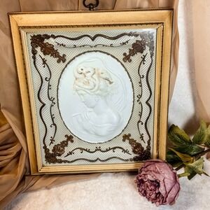 Hand Colored Porcelain Victorian Woman Framed Art